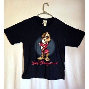 Disney Grumpy T-Shirt Walt Disney World Navy Graphic Tee Size Large